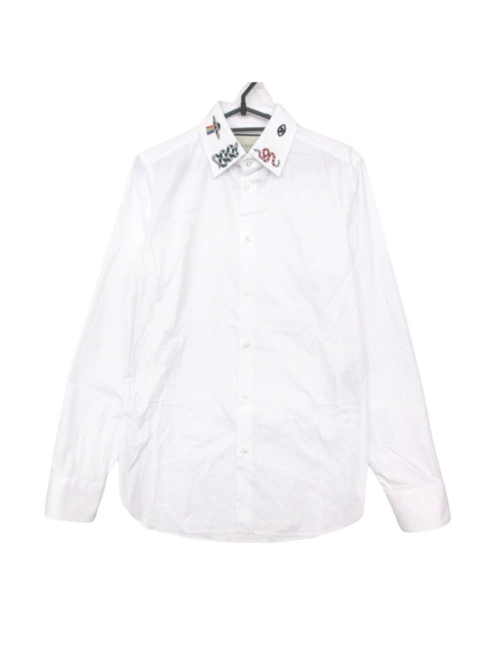 Gucci Long Sleeve Shirt Multi Embroidery Top Patch Logo White 14